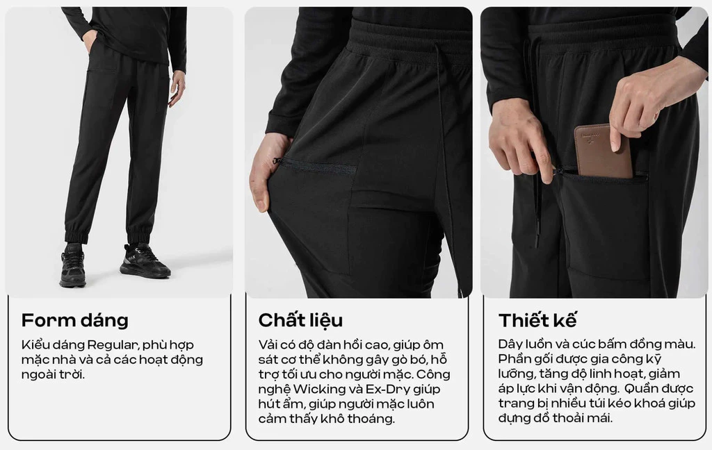 Quần Jogger nam thể thao Studio Woven co giãn, thấm hút Coolmate