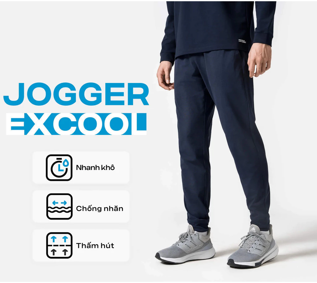 Quần Jogger thể thao Nam Excool co giãn thấm hút tốt, nhanh khô, thoáng khí Coolmate