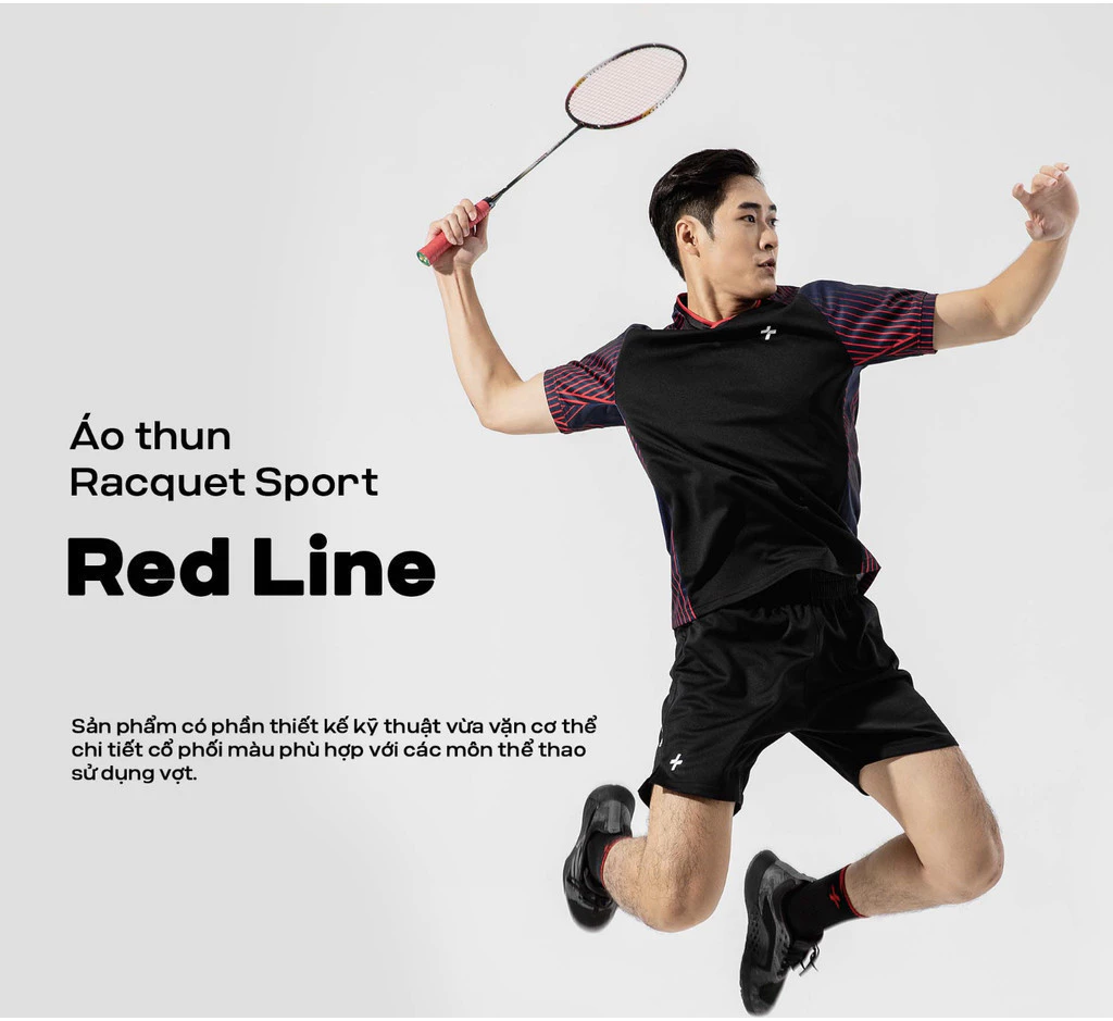 Áo thun thể thao nam chơi pickleball cầu lông Racquet Sport Graphic Red Line Thoáng khí Coolmate
