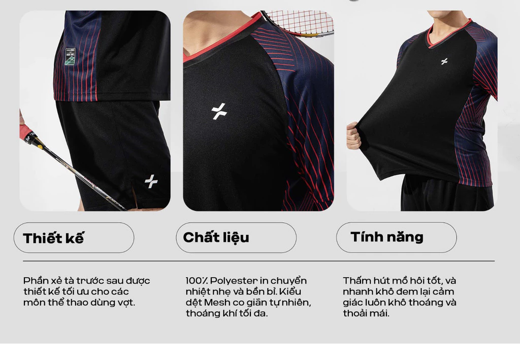 Áo thun thể thao nam chơi pickleball cầu lông Racquet Sport Graphic Red Line Thoáng khí Coolmate