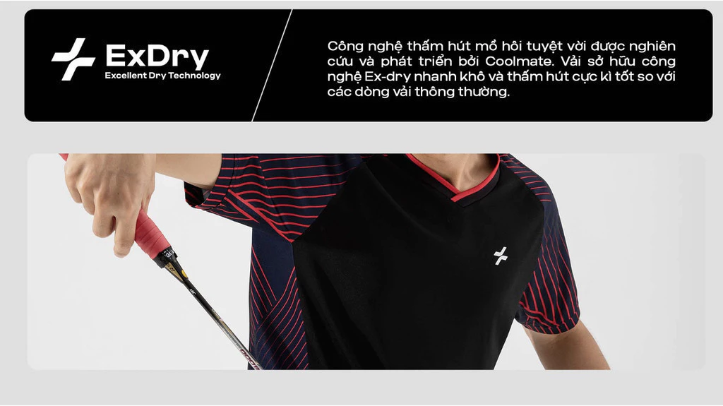 Áo thun thể thao nam chơi pickleball cầu lông Racquet Sport Graphic Red Line Thoáng khí Coolmate