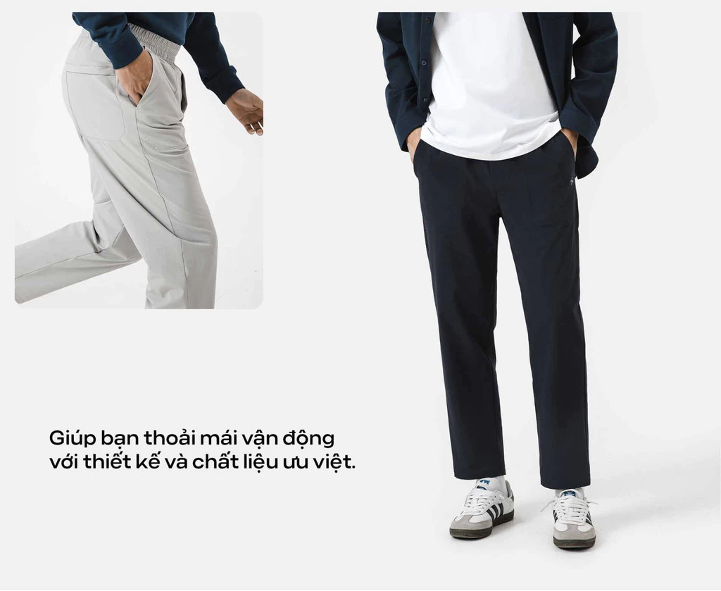[TẶNG TẤT COTTON]Quần dài nam ECC Ripstop Pants trượt nước chống bám bụi, quần đi làm đi chơi dạo phố Coolmate