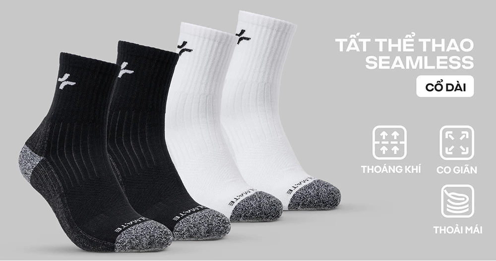 Tất Thể Thao Seamless Cổ Dài êm ái siêu bền Coolmate