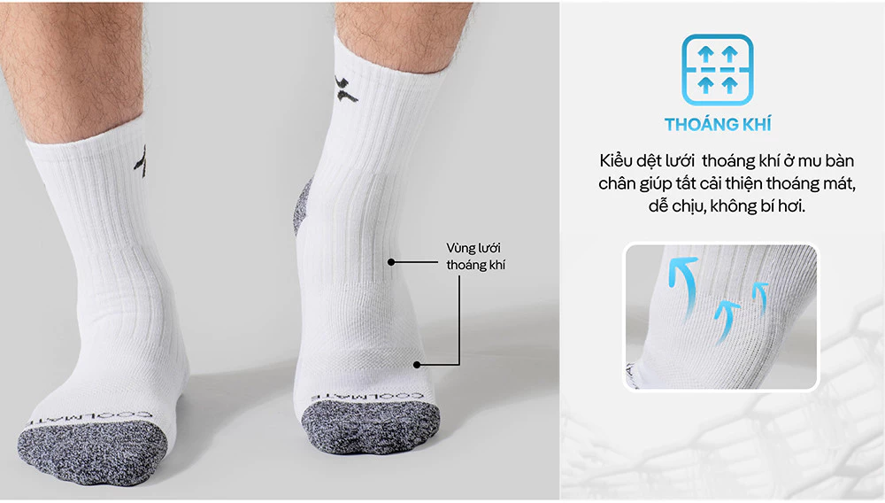 Tất Thể Thao Seamless Cổ Dài êm ái siêu bền Coolmate