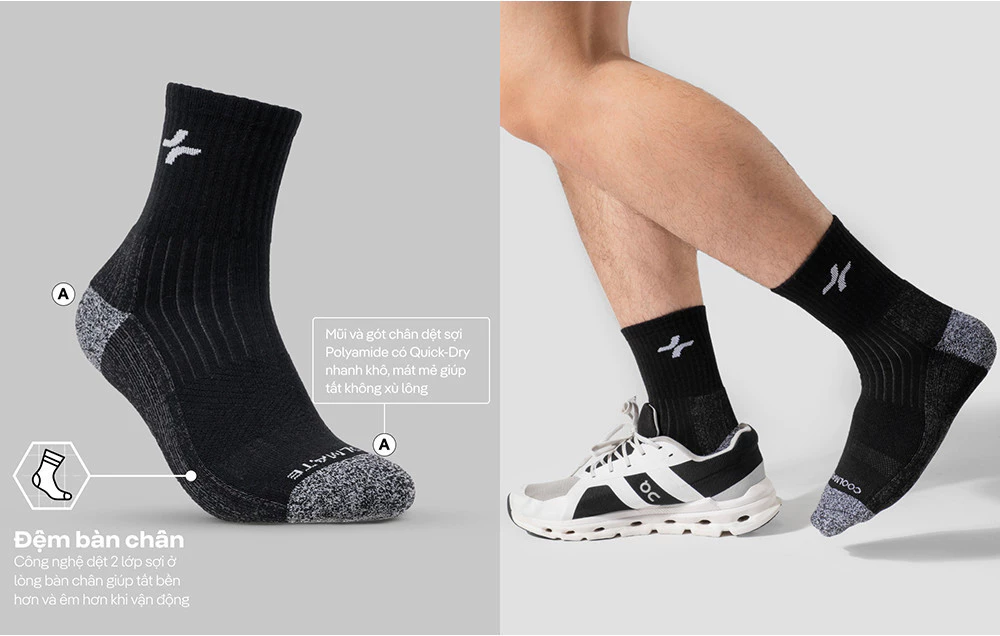 Tất Thể Thao Seamless Cổ Dài êm ái siêu bền Coolmate
