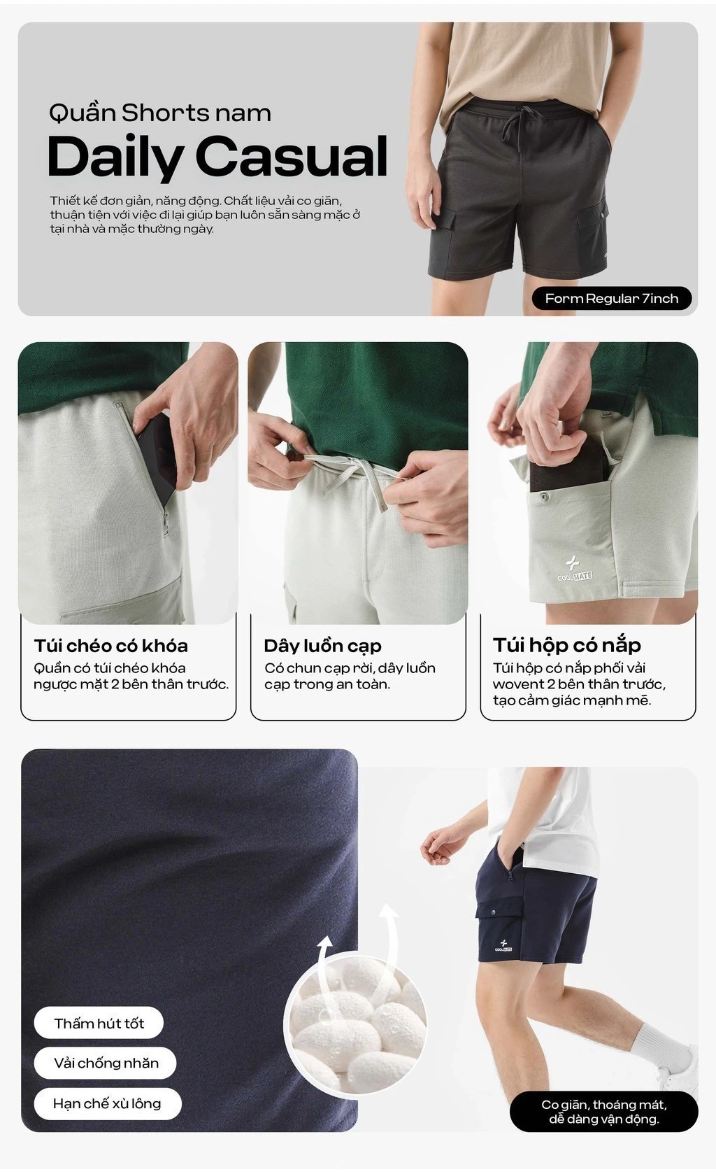 [MUA 2 GIẢM 5%][OUTLET - KHÔNG ĐỔI TRẢ]Quần Shorts nam Daily Casual chống nhăn hạn chế xù lông  Coolmate
