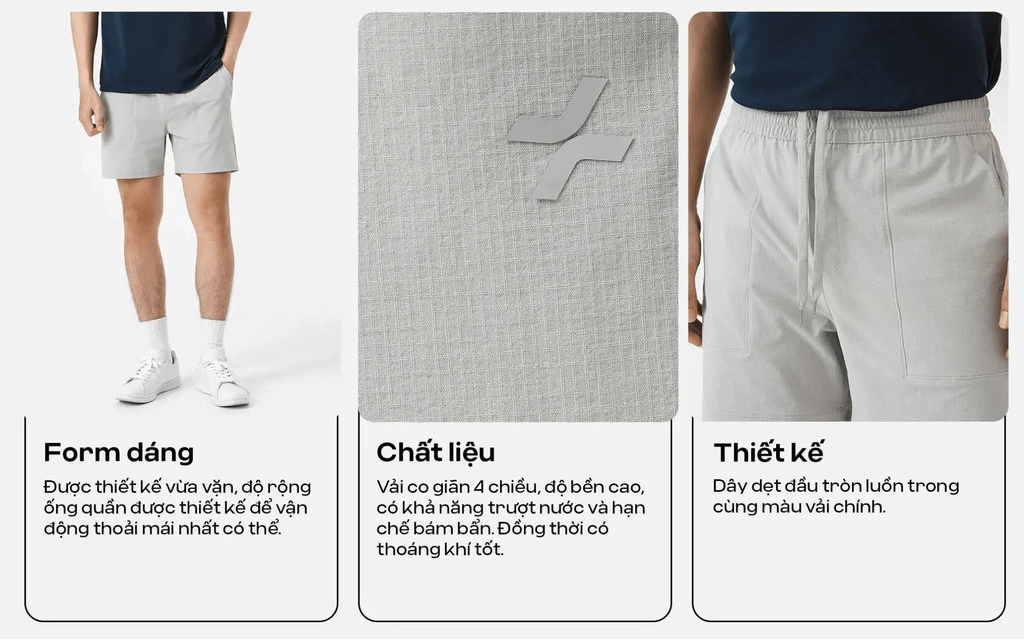 Quần shorts ECC Ripstop trượt nước chống bám bụi Coolmate