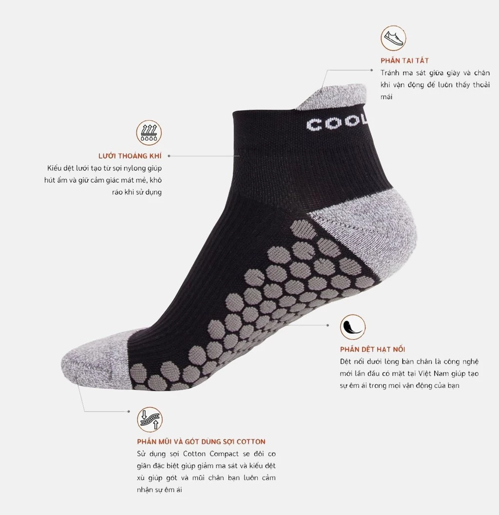 Tất/Vớ thể thao nam cổ ngắn Compression Bouncing Coolmate