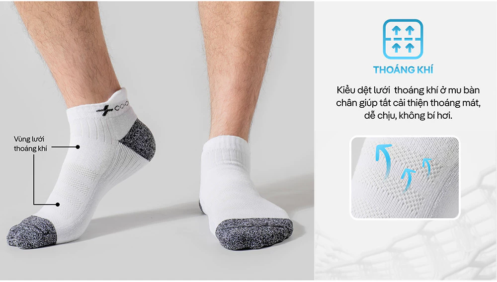 Tất Thể Thao Seamless Cổ Ngắn êm ái siêu bền Coolmate chất liệu thoáng khí, không xù lông, độ bền cao Coolmate