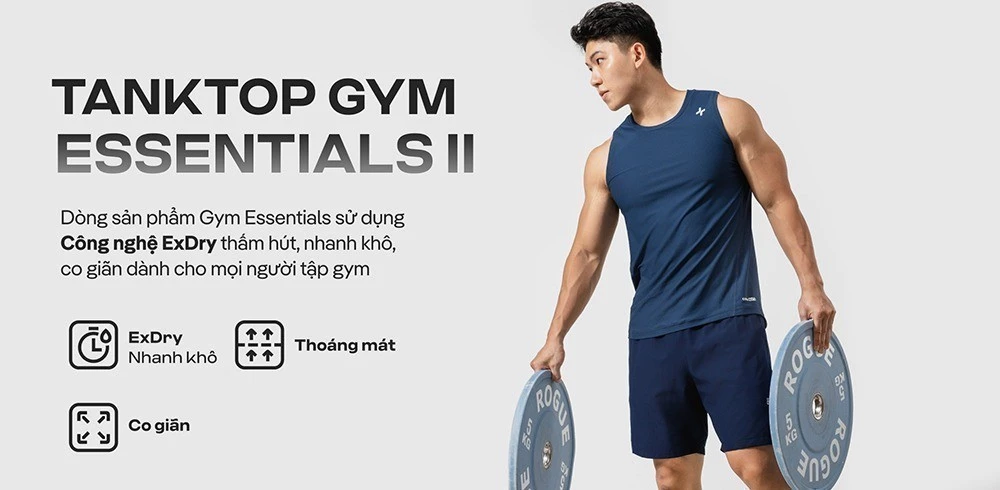 Áo thể thao Tanktop Gym Essentials II co giãn 4 chiều nhanh khô, thoáng khí Coolmate [OUTLET]