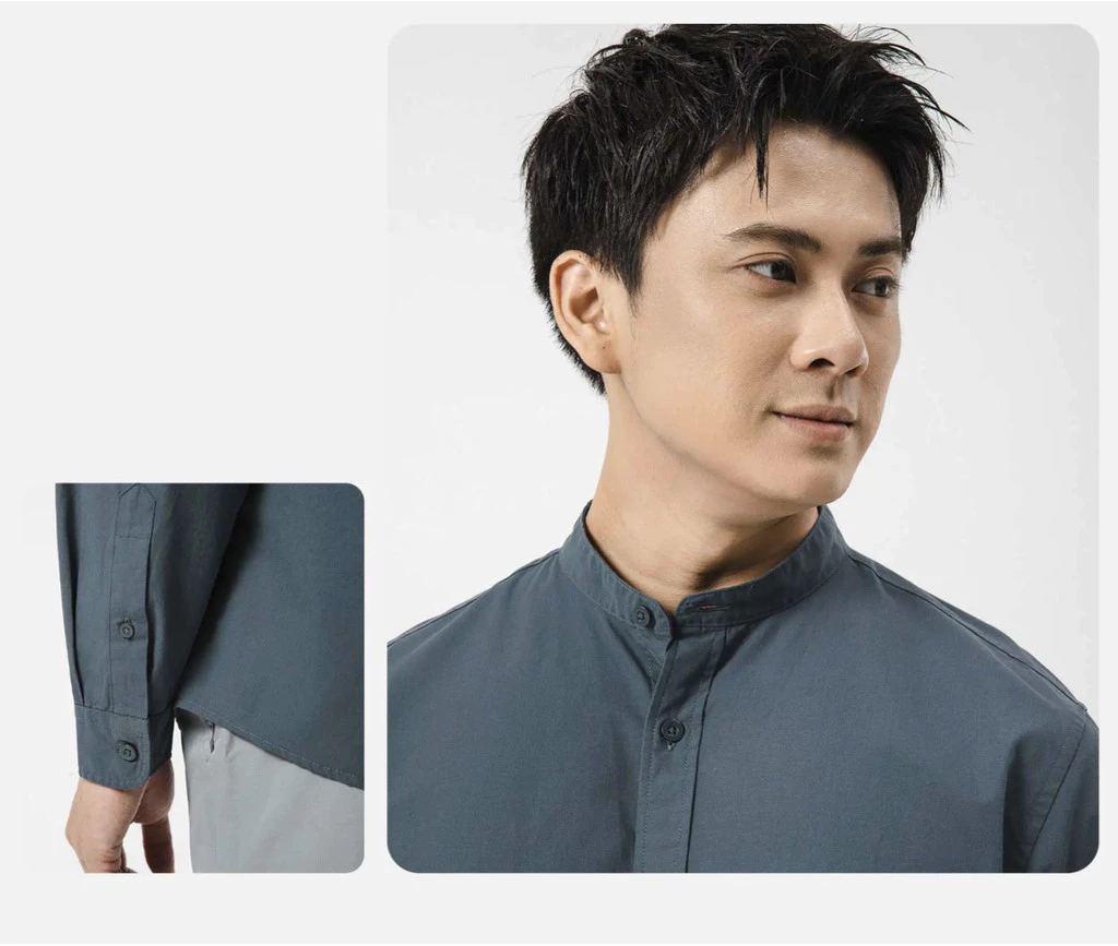 [TẶNG TẤT COTTON]Áo sơ mi nam dài tay cổ tàu Premium Poplin thoáng khí không xù lông Coolmate