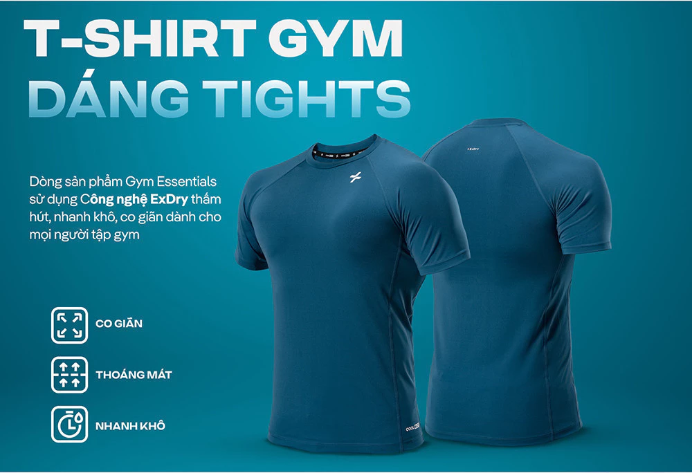 Áo Thun thể thao nam Gym Power dáng Tights fit thoáng khí co giãn 4 chiều Coolmate