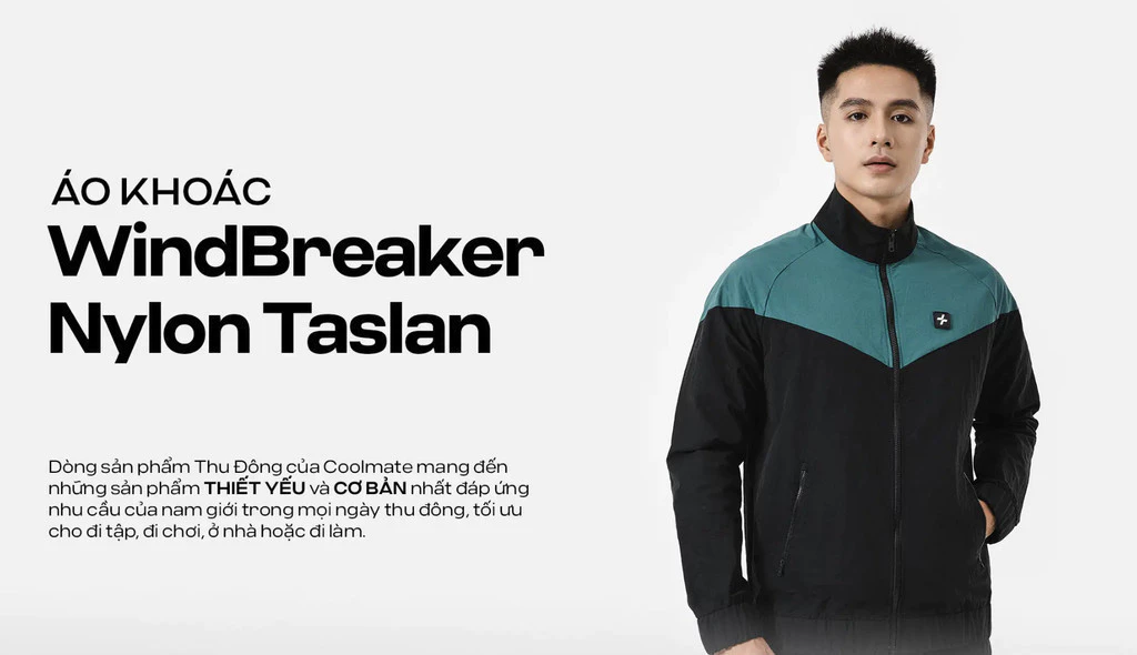 [MUA 2 GIẢM 5%]Áo khoác WindBreaker Nylon Taslan cản gió, trượt nước Coolmate