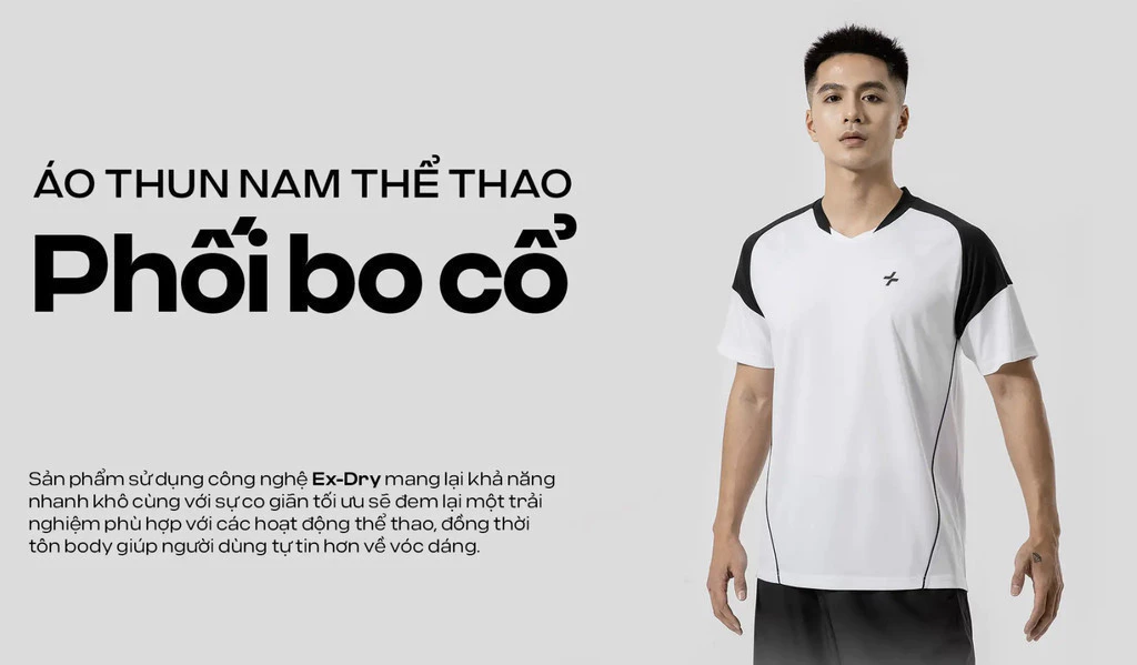 Áo thun nam thể thao pickleball tennis phối bo cổ co giãn thấm hút tốt nhanh khô Coolmate