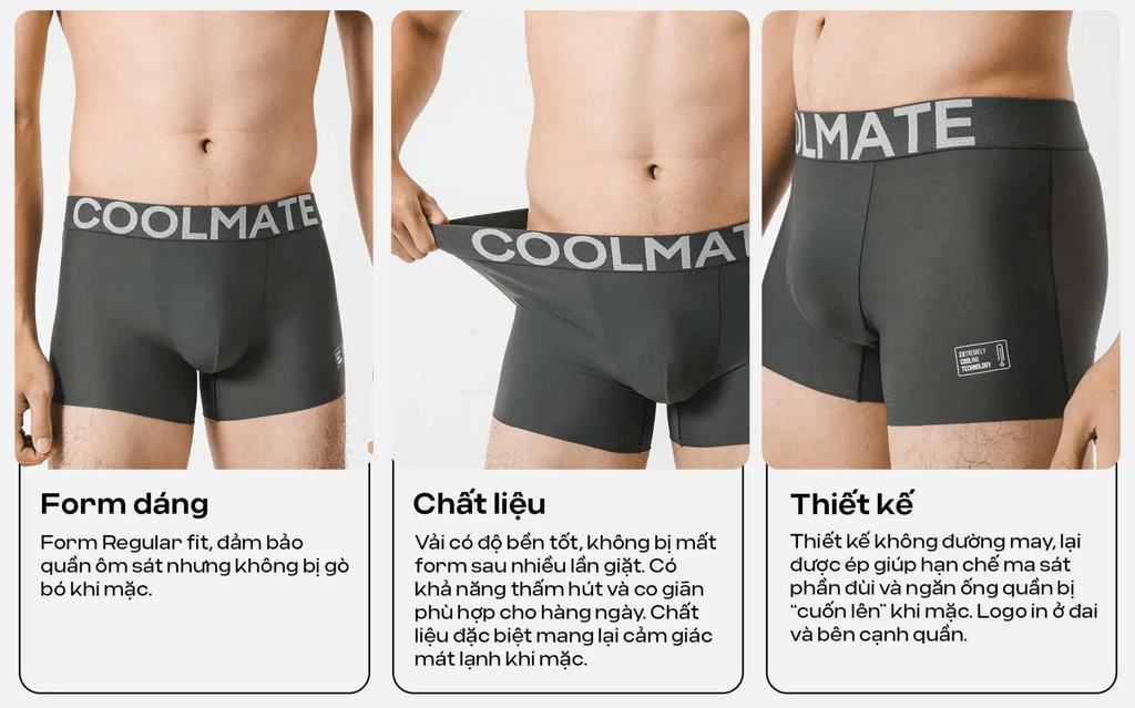 Combo 2 quần Lót Nam Trunk Excool Clean Cut II Coolmate thoáng mát, thấm hút