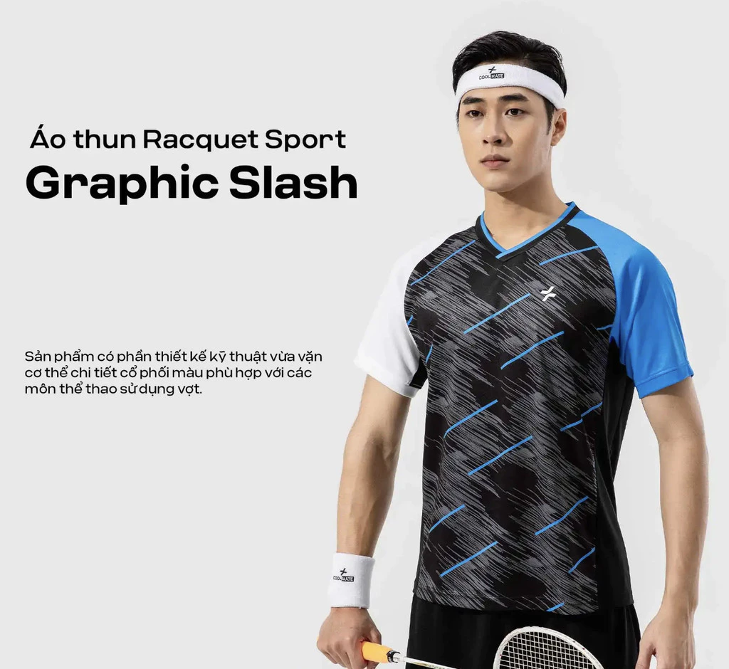 Áo thun thể thao pickleball cầu lông Racquet Sport Graphic Slash ExDry thoáng khí Coolmate