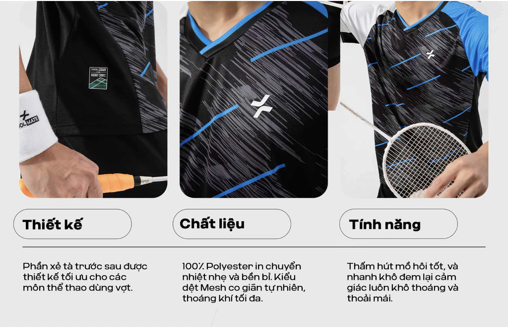 Áo thun thể thao pickleball cầu lông Racquet Sport Graphic Slash ExDry thoáng khí Coolmate