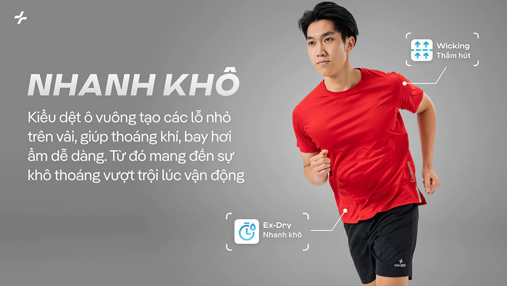 Áo thun nam thể thao chạy bộ Essentials Fast & Free Run II siêu nhẹ, nhanh khô Coolmate