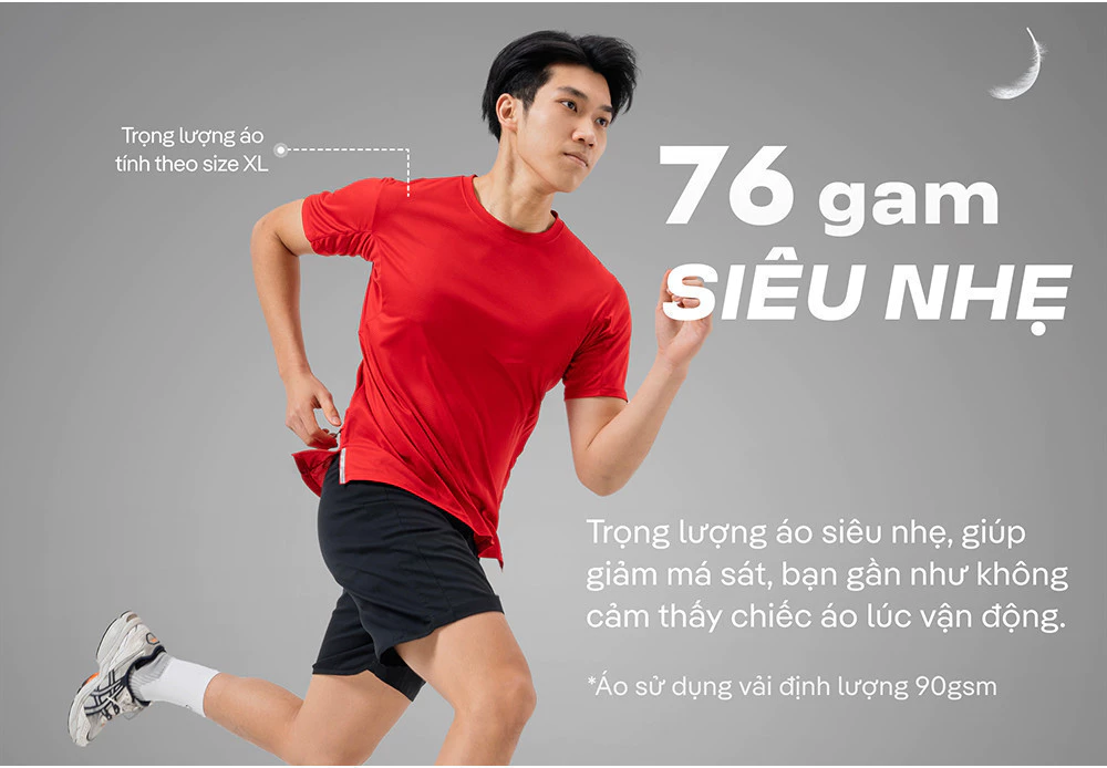 Áo thun nam thể thao chạy bộ Essentials Fast & Free Run II siêu nhẹ, nhanh khô Coolmate