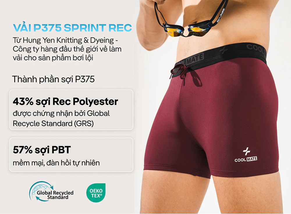 Quần bơi nam Trunk Summer Cool 3.5inch cạp rời không bị đọng nước, chống UV, đồ nam đồ đi biển Coolmate