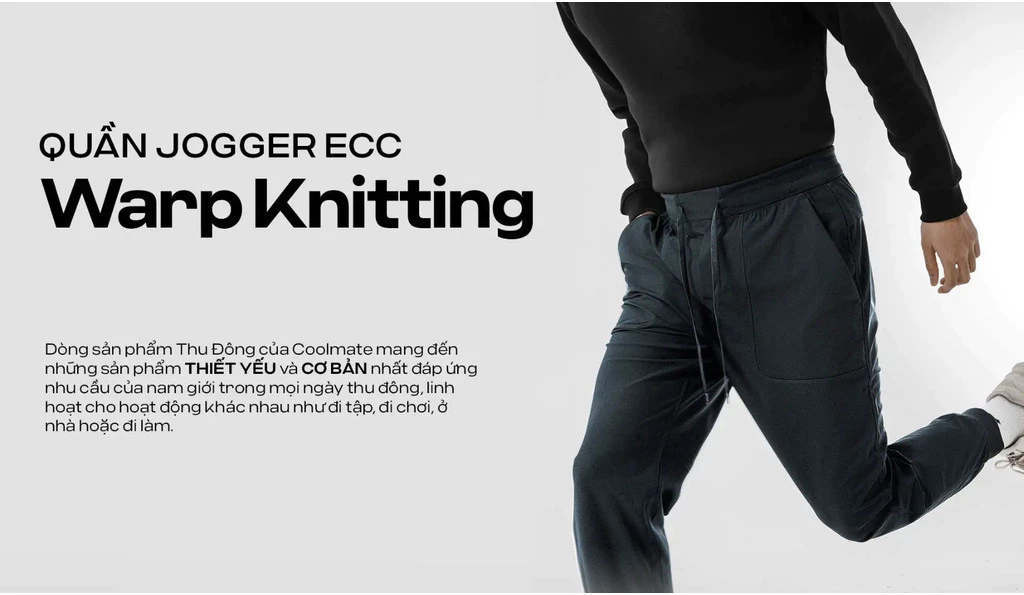 [TẶNG TẤT COTTON]Quần Jogger ECC Warp Knitting co giãn thoáng khí, quần đi làm đi chơi dạo phố Coolmate