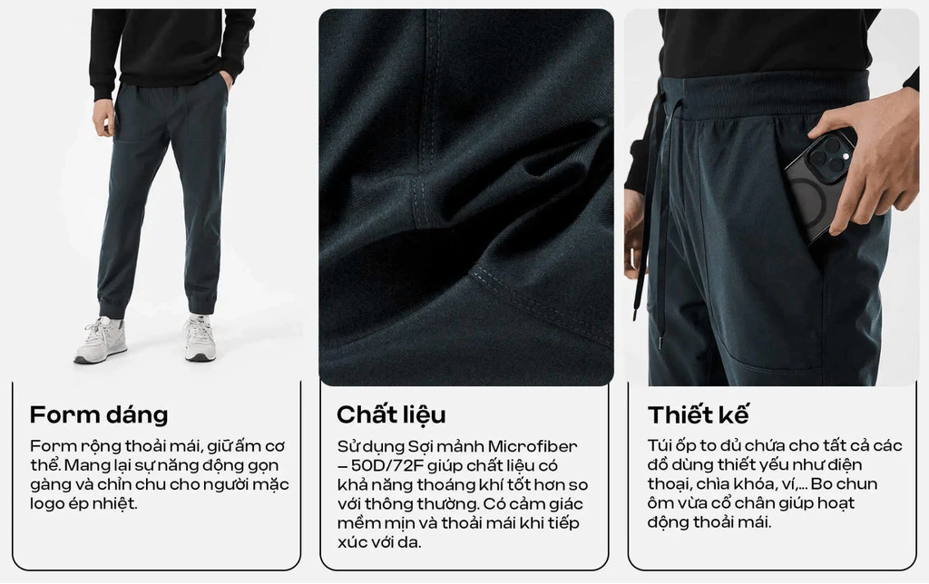 [TẶNG TẤT COTTON]Quần Jogger ECC Warp Knitting co giãn thoáng khí, quần đi làm đi chơi dạo phố Coolmate