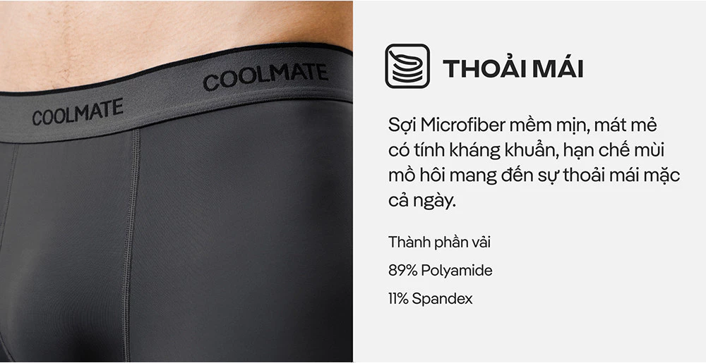 Combo 3 Quần Lót Nam Trunk Ice Cooling II mát lạnh thoáng mát, thấm hút, co giãn tốt Coolmate