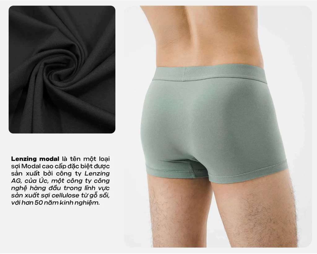 [Tặng kèm 1 brief bamboo] Combo 4 quần lót trunk lenzing modal cạp logo Coolmate