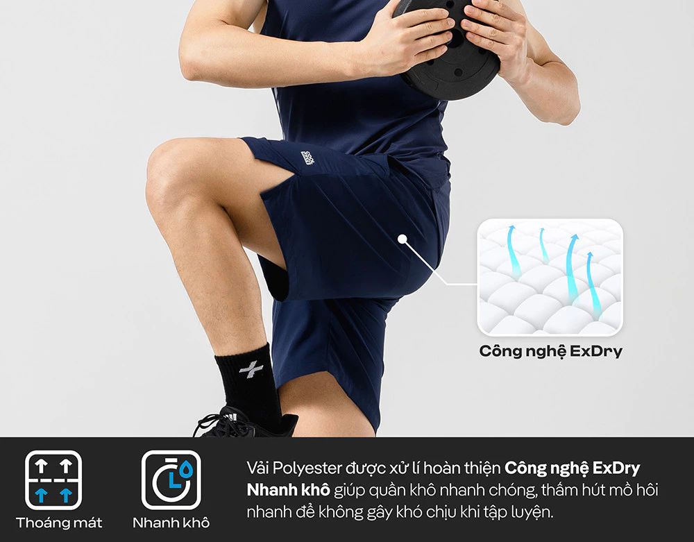 Quần Shorts Nam thể thao Tập Gym 7 inch Essentials co giãn thoáng khí Coolmate