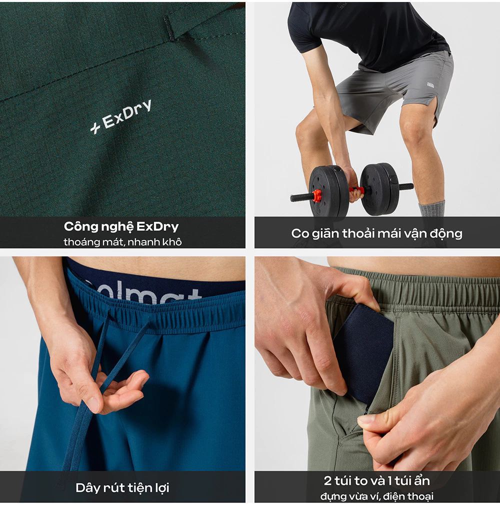 Quần Shorts Nam thể thao Tập Gym 7 inch Essentials co giãn thoáng khí Coolmate