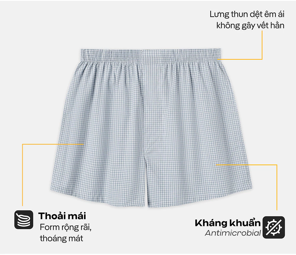 Quần đùi mặc nhà nam kẻ sọc mềm mại thoáng mát MÀU NGẪU NHIÊN Coolmate  [ Không đổi trả ]
