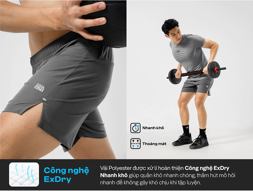 Quần Shorts Nam Tập Gym thể thao 5 inch Essentials co giãn và thoáng khí Coolmate