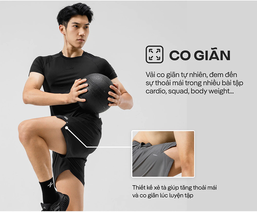Quần Shorts Nam Tập Gym thể thao 5 inch Essentials co giãn và thoáng khí Coolmate