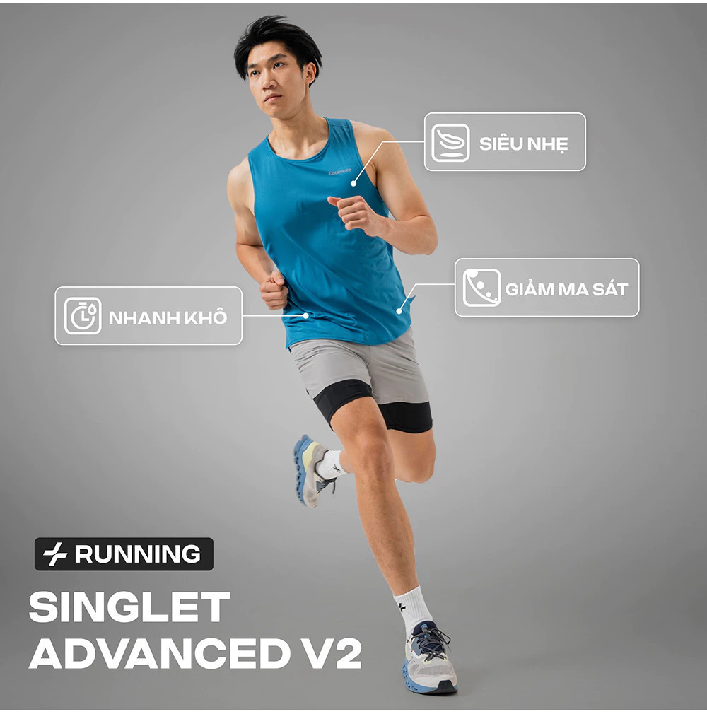 [MUA 2 GIẢM 5%]Áo Singlet Chạy bộ nam Essentials Fast & Free Run II Coolmate[OUTLET - không đổi trả]