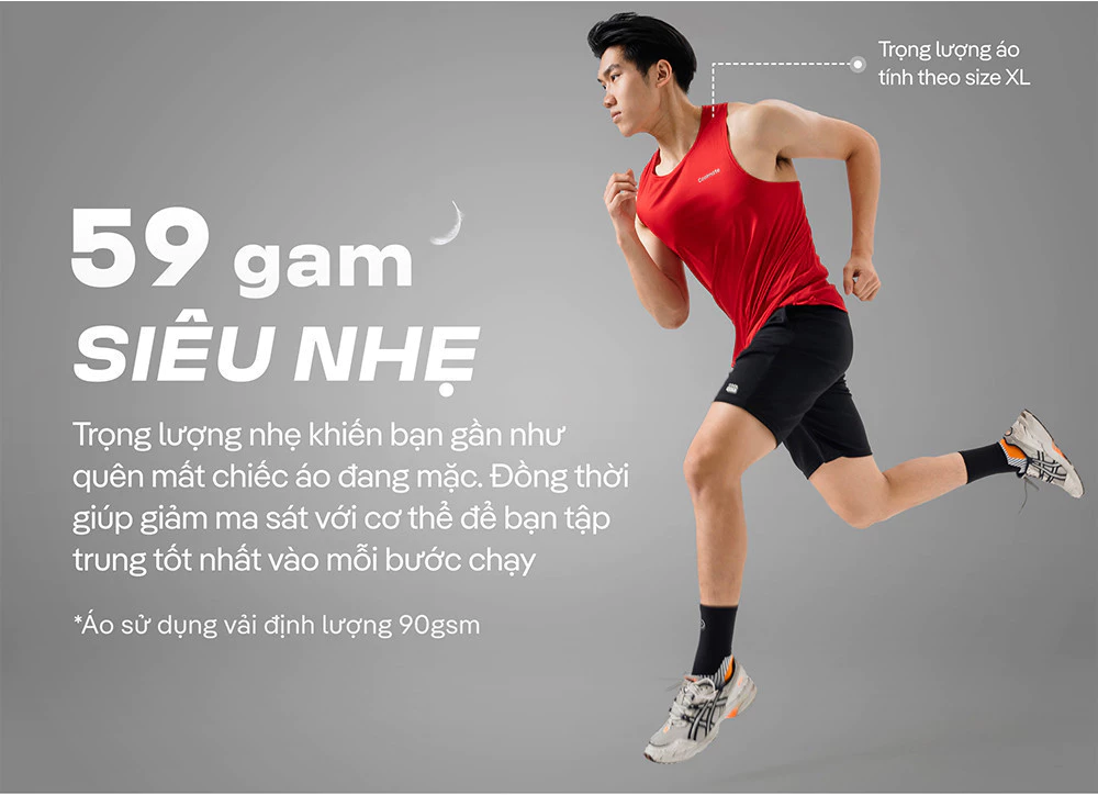 [MUA 2 GIẢM 5%]Áo Singlet Chạy bộ nam Essentials Fast & Free Run II Coolmate[OUTLET - không đổi trả]