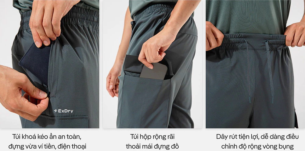 Quần dài nam Jogger thể thao ExDry dệt Woven mềm mịn co giãn tốt Coolmate
