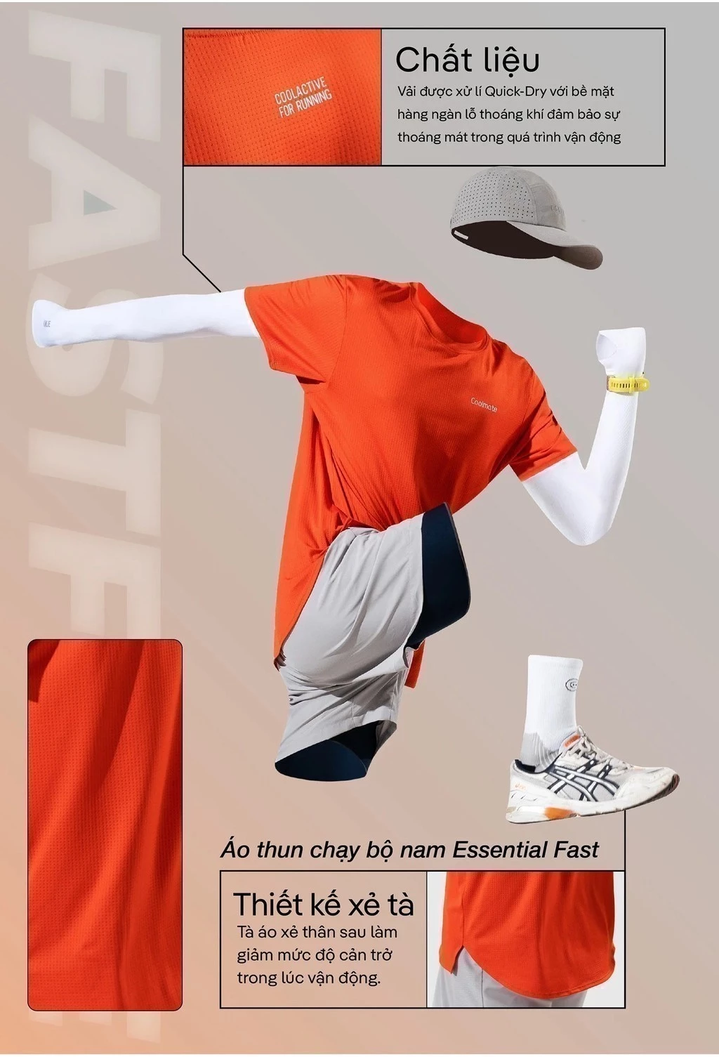 [MUA 2 GIẢM 5%]Áo thun thể thao chạy bộ Essential I thoáng khí Coolmate