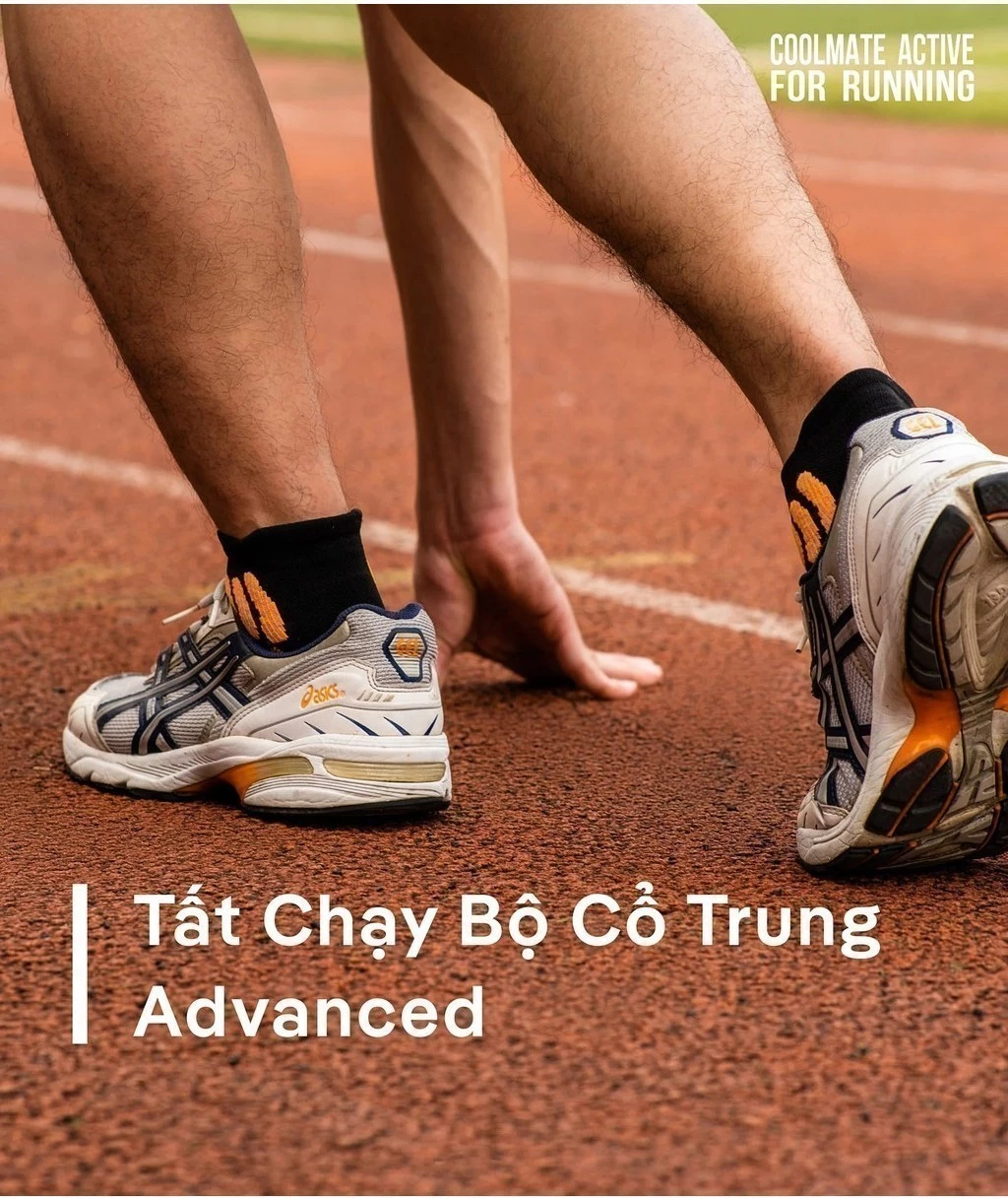 Tất/Vớ chạy bộ cổ thể thao Trung Advanced, tất running mềm mại, hỗ trợ chuyển động - Coolmate