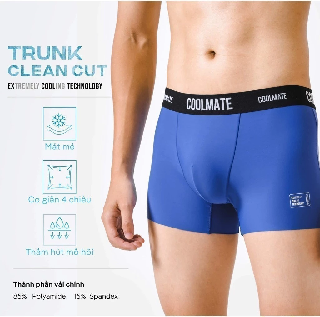 Combo 2 quần lót Trunk Excool Clean Cut co giãn siêu thấm hút Coolmate