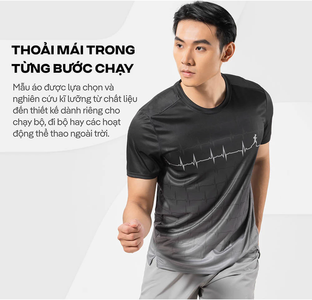 Áo thun nam thể thao chạy bộ Graphic Heartbeat siêu nhẹ, thoáng khí, thấm hút tốt - Coolmate