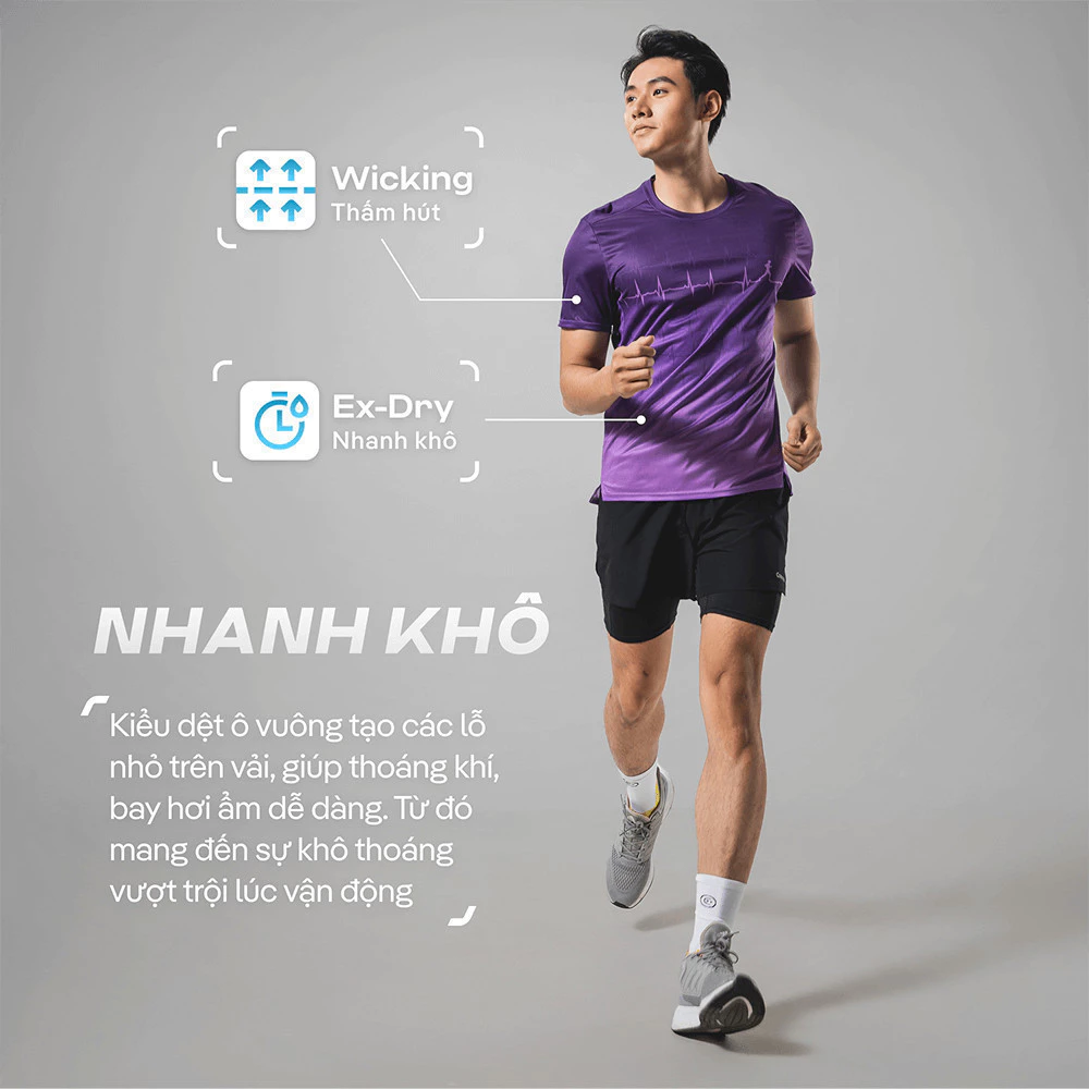 Áo thun nam thể thao chạy bộ Graphic Heartbeat siêu nhẹ, thoáng khí, thấm hút tốt - Coolmate