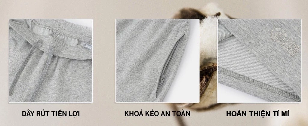 Quần đùi cotton, quần Short Nam New French Terry V2 co giãn cạp chun có khoá kéo Coolmate