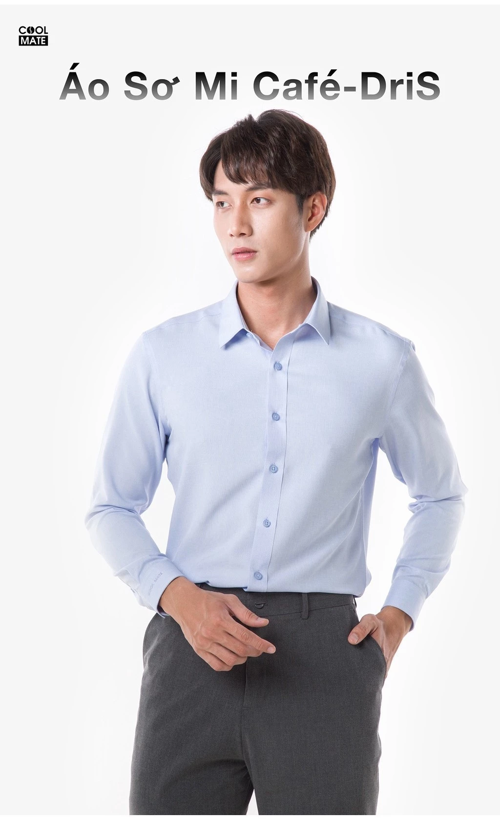 Áo SƠ MI nam dài tay CaféDriS khử mùi hiệu quả, chống UV Coolmate