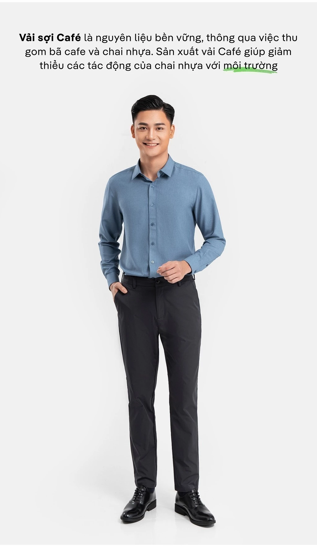Áo SƠ MI nam dài tay CaféDriS khử mùi hiệu quả, chống UV Coolmate