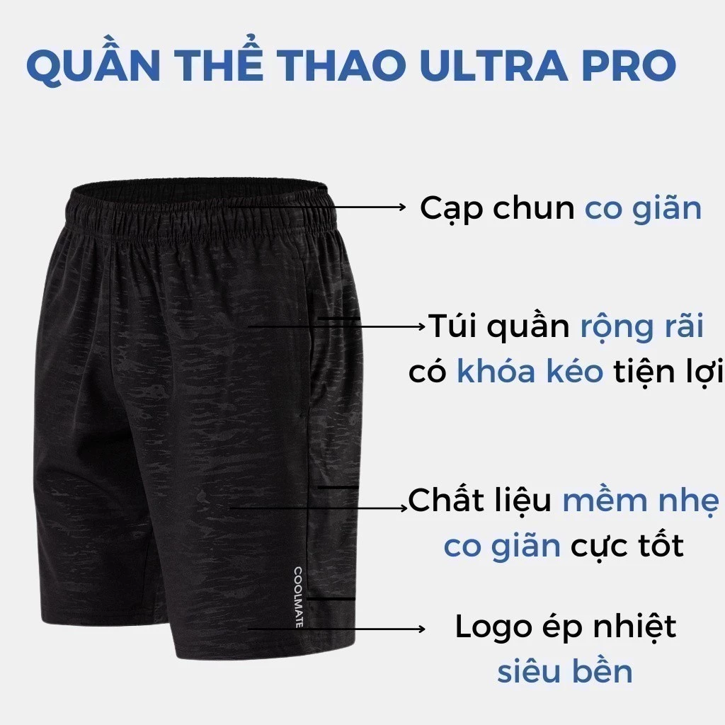 Quần Short nam Ultra Pro thoải mái vận động (có túi khóa kéo) Coolmate