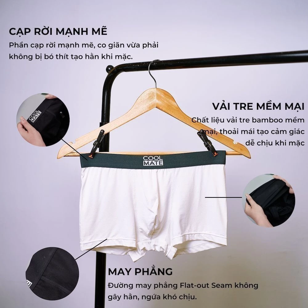 Combo 2 quần lót nam Trunk Bamboo kháng khuẩn Coolmate