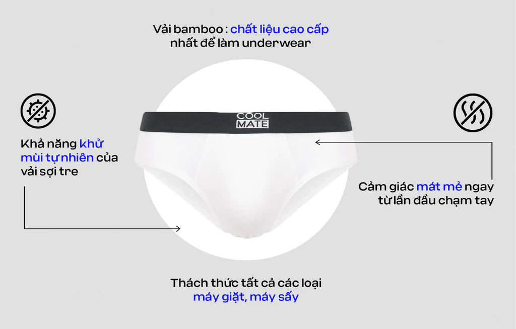 Quần lót nam tam giác Brief Bamboo kháng khuẩn Coolmate