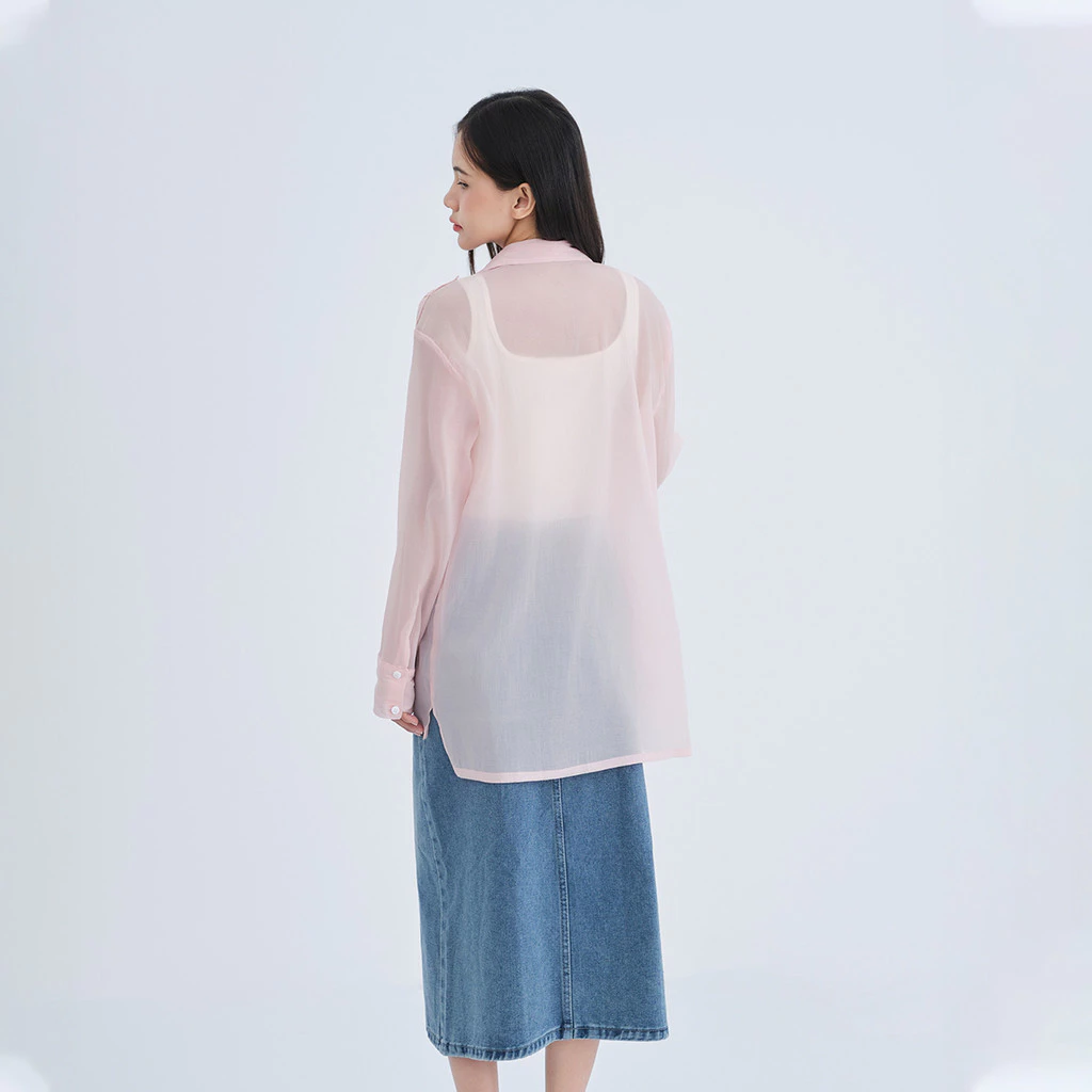Áo sơ mi nữ Gmorning - GUMAC tay dài form suông rộng trong suốt freesize  YAE07052