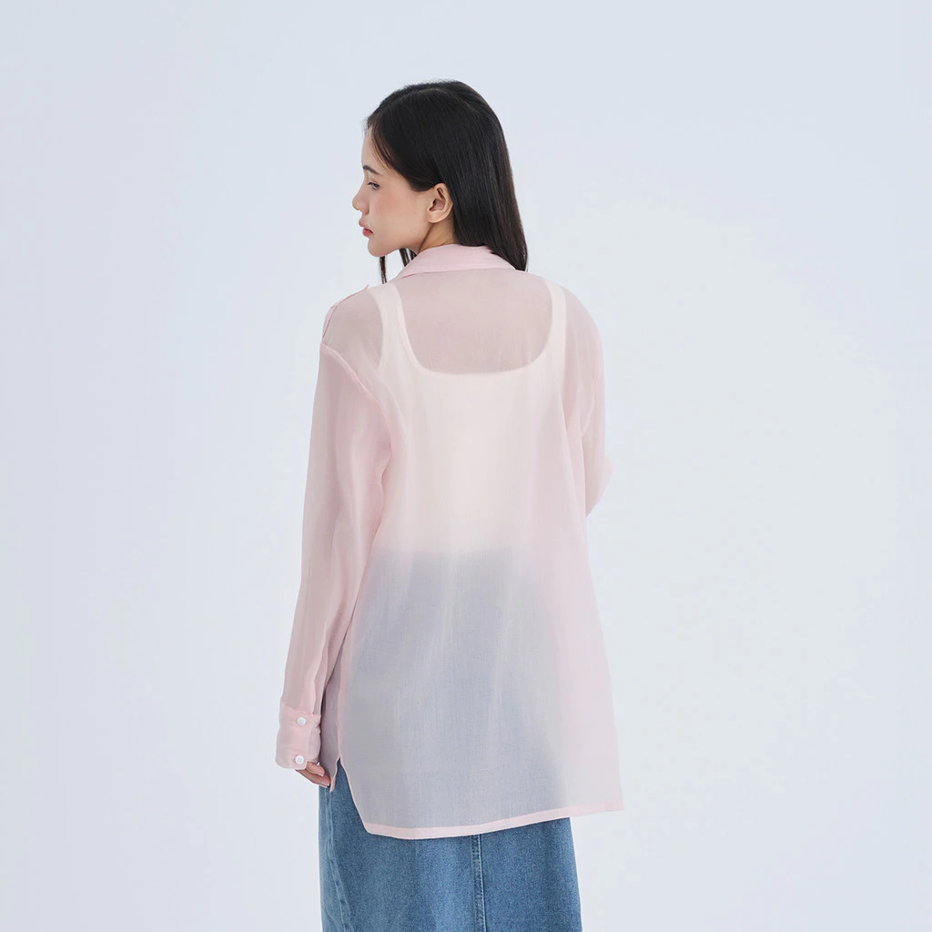 Áo sơ mi nữ Gmorning - GUMAC tay dài form suông rộng trong suốt freesize  YAE07052