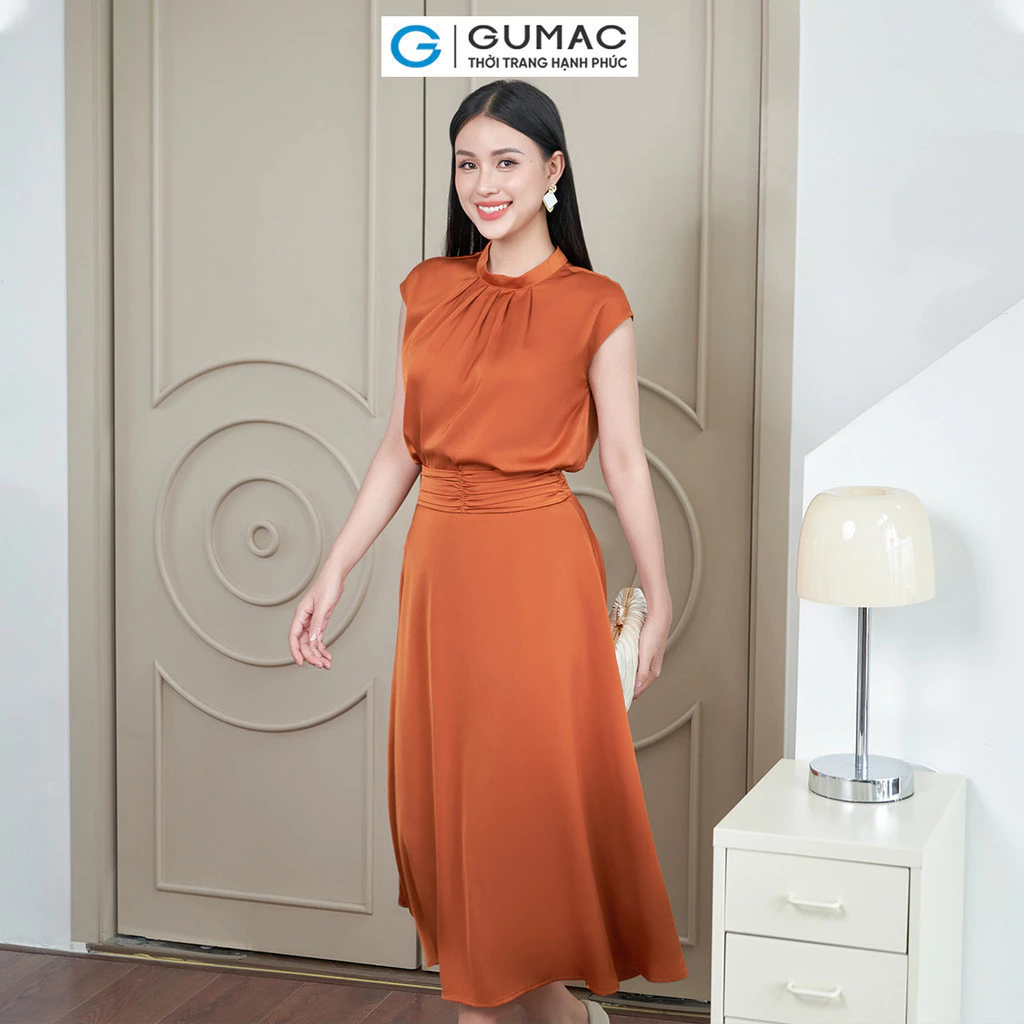 Set lẻ Áo kiểu nữ GUMAC tay liền AE04010 - Chân váy nữ GUMAC nhún eo VE04011